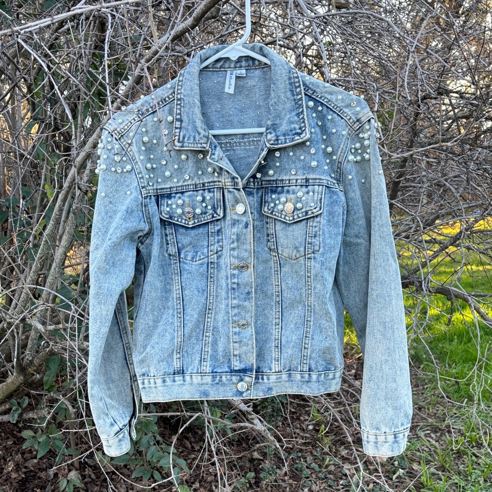 Embellished Light Blue “Wifey” Denim Jacket